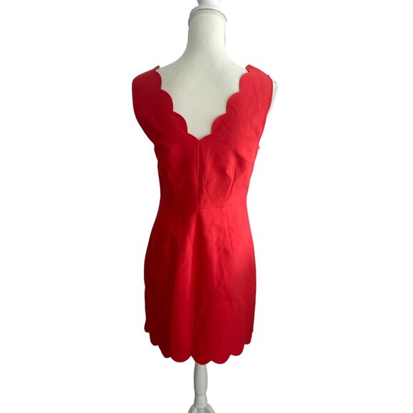 J CREW Red Scalloped Cocktail Dress Size US 6 - Picture 8 of 9
